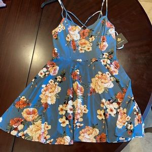 Fortune + Ivy Slate Blue Floral Dress